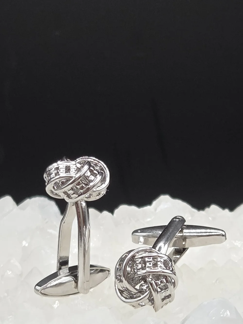 Men's Silver Knot Cufflinks — Elegant Interwoven Design